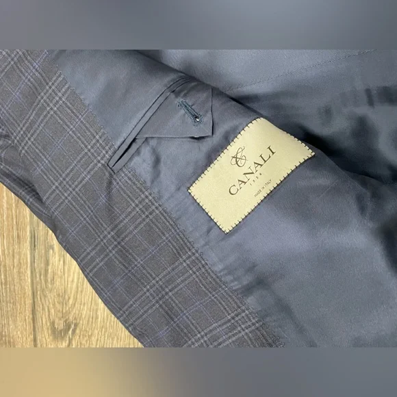 Canali Blazer Suit Jacket Sz 40R Plaid‎ Wool Dual Vent 2 Button #2 - Picture 7 of 14